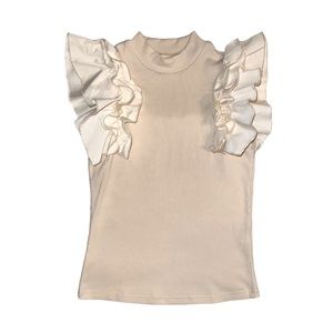 SHEIN  Mock Neck Ruffle Trim Tee